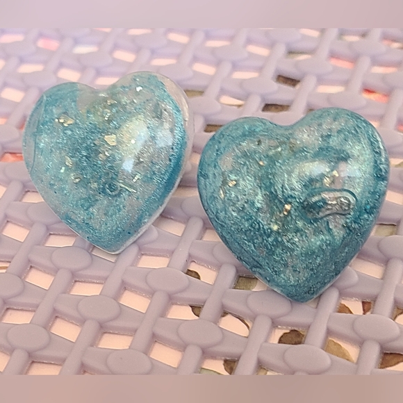 Blue Heart Earrings - Picture 2 of 5